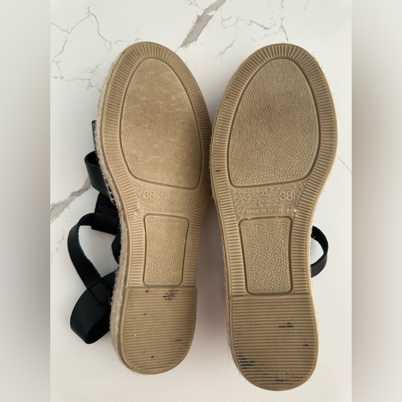 Toni Pons Women's Emma Espadrille Wedge Sandal 38, Black Leather - Picture 5 of 8